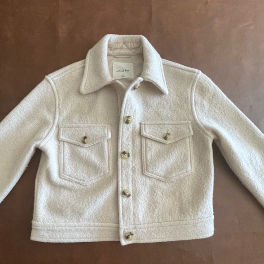 Aritzia Wilfred Free Ganna Cropped Shirt Jacket Heather Bone - XS - Picture 2 of 2